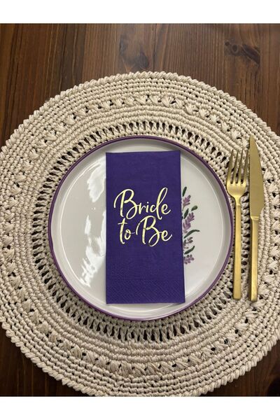 kidspartim Gold Gilded Purple Bride to Be Printed Waiter Folding Napkin 16 Pi...