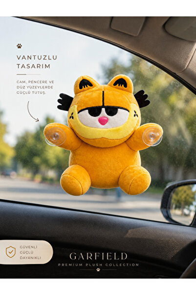 HUA Garfield Vantuzlu Peluş Oyuncak - 22 cm Araba Camı Araç Süsü - Dekoratif ...