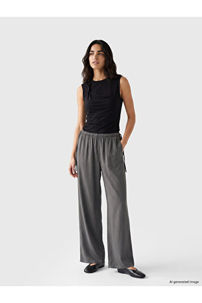 LC Waikiki Nevavm Wideleg Women's Jean Trousers with Elastic Waist and Differ...