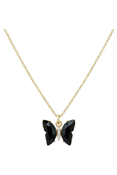 Black Season Gradient Butterfly Necklace Stainless Steel - Length 45 + 5 cm