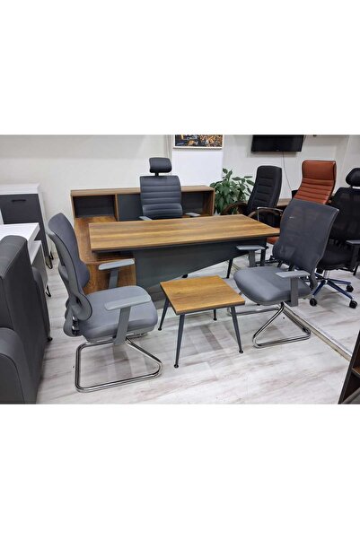 ENG OFİS MOBİLYALARI OPTİMA YÖNETİCİ TAKIMI 3 GRİ FİLELİ KOLTUK DAHİL AYNI GÜ...