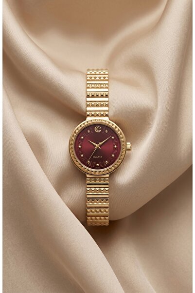 KLISHE Butik Women's Steel Watch Gold Color & Burgundy Dial Vintage |   Old M...