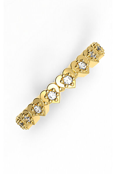 giove jewelry 925 Ayar Gümüş Kalp Tam Tur Zirkon Yüzük | 6 Tırnak Taşlı İnce ...