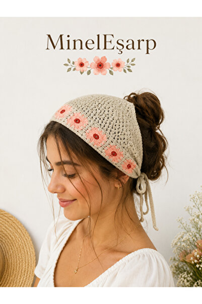 minelesarp Bandană triunghiulară tricotată manual cu motiv floral – Bandană d...