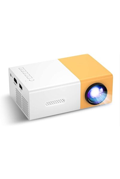 Trendily Proiector video portabil compact, galben-alb, conectivitate Wi-Fi, d...