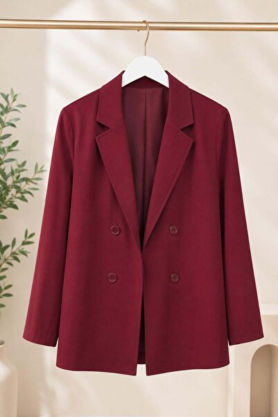 Raneel Kazançlı Alışveriş Women's Double-Breasted Collar Oversize Blazer Jack...