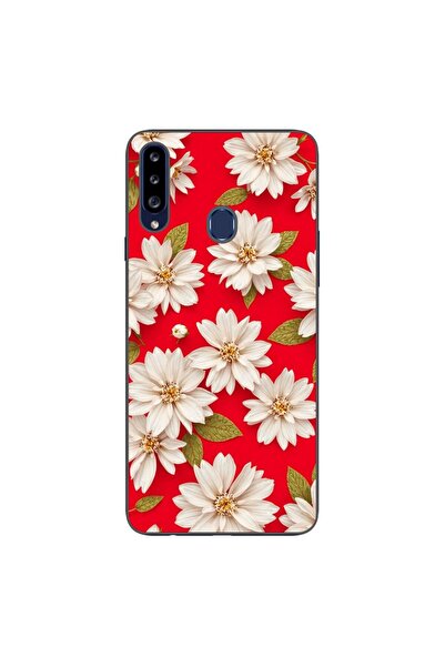 OEM Θήκη συμβατή με Samsung Galaxy A20S από σιλικόνη gel TPU, με λευκά λουλού...