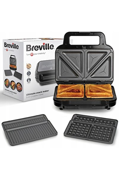 Breville Aparat de gătit VST098X 3 în 1 pentru triunghiuri, gofre și panini/g...