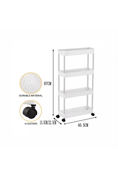 OEM Raft Mobil Pentru Baie Si Bucatarie Pe Roti Alb 4 Niveluri 87 cm, Sistem ...
