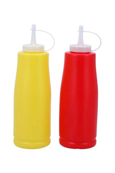 ROYALFORD Ketchup Bottle 2Pcs 600ml Red and Yellow Sauce Bottles with Cap Dis...
