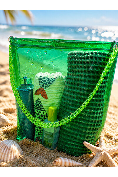 Fulian Transparent Plastic Chain Strap Large Size Beach Bag – Transparent Sum...