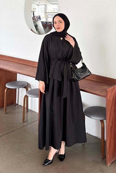 lamelif Lace-Up Detailed Skirted Suit Black