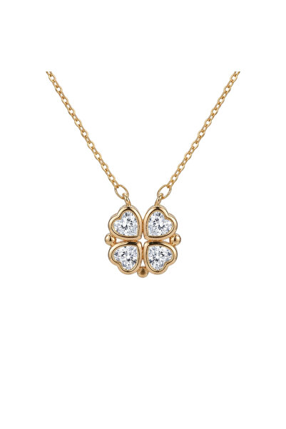 Black Season Bling Zircon Flower Clover Necklace