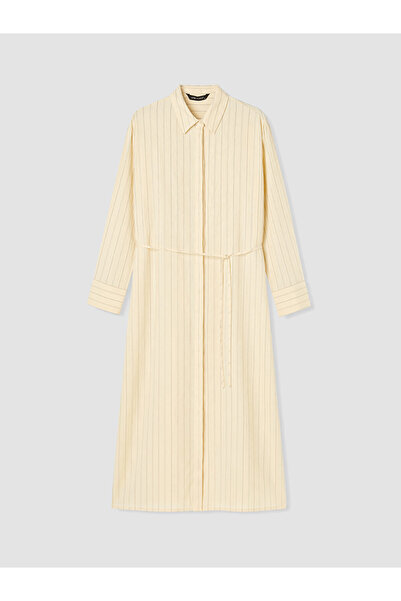 LC Waikiki Rmz Gi̇yi̇m Farkiyla Striped Belted Modal Blend Shirt Dress