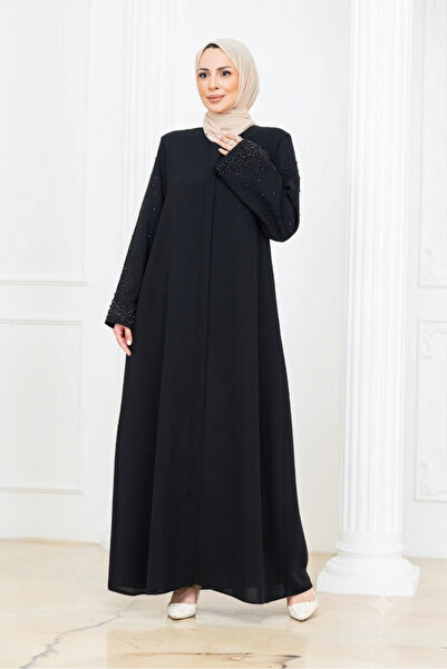 NİLNUR MODA New Season Women's Ecrin Pearl Detailed Ferace Petek