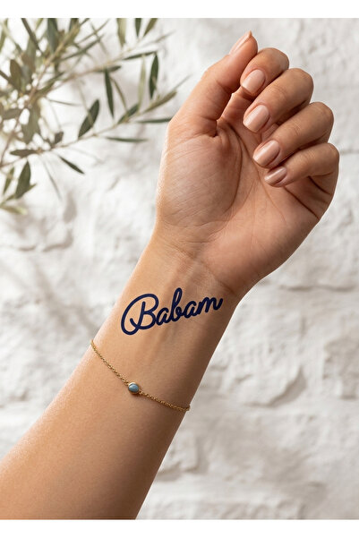 pivok Babam Yazılı 1 Ay Kalıcı Dövme – Minimalist Aile Temalı Dövme