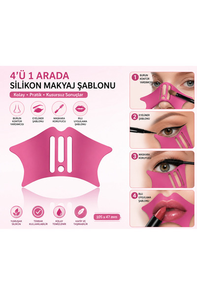 Beauty Box Șablon de machiaj din silicon 4 în 1 – Conturarea nasului, Eyeline...