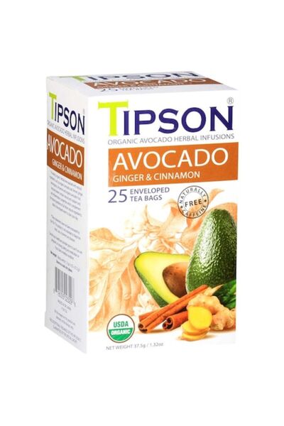 Tipson Ceai Organic cu avocado, ghimbir și scorțișoară, 25 plicuri, 37,5 gr