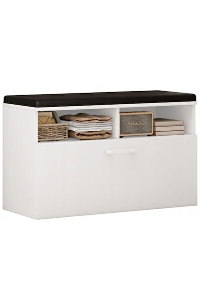 Muvu Dulap modern alb pentru pantofi cu scaun 85x35x46 cm