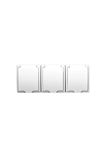 OSPEL FALA Priză etanșă triplă cu/u IP44 flip alb (GnH-3HzW)