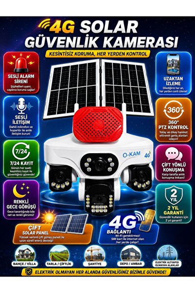 CENTECH OKAM Premium 337S 4G SIM Kartlı Solar Güvenlik Kamerası | 7/24 Kayıt ...