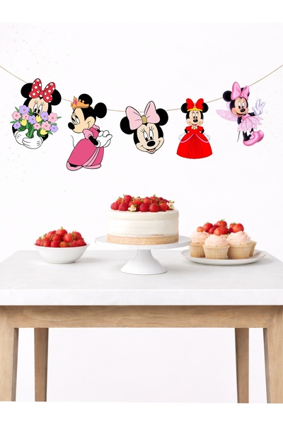 Sinek Kupası Tasarım Minie Mouse Themed Banner Party and Birthday Decoration