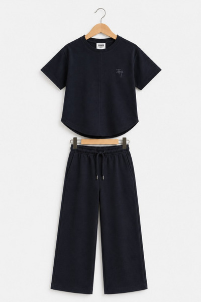 NOBLEKIDS Girl's Text Printed Blouse and Pants Set Black