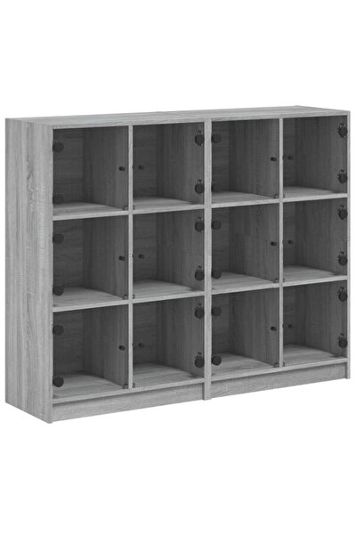 vidaxl Bibliotecă cu uși gri sonoma 136 x 37 x 109 cm lemn compozit