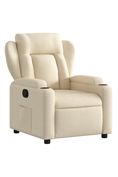vidaxl Fotoliu rabatabil, material textil crem