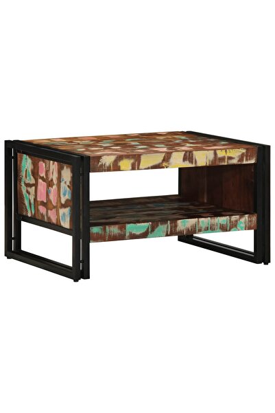 vidaxl Masuta de cafea multicolora 70x50x38 cm lemn masiv recuperat