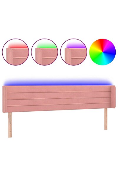 vidaxl Tăblie de pat cu LED, roz, 183x16x78/88 cm, catifea