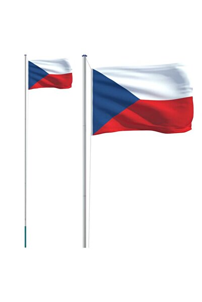 vidaxl Steagul Republicii Cehești și stâlp de aluminiu, 6,08 m