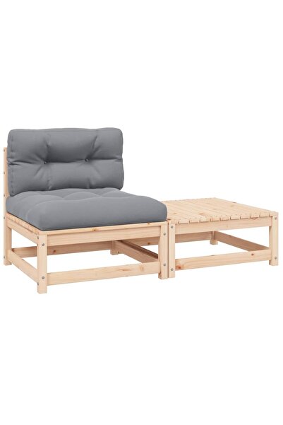 vidaxl Set mobilier grădină cu perne, 2 piese, lemn masiv de pin