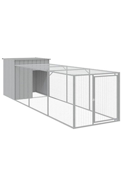 vidaxl Coteț de găini cu incintă gri deschis 110 x 405 x 110 cm din oțel galv...