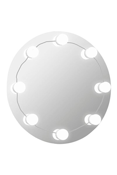 vidaxl Oglindă de perete cu lumini LED, din sticlă, rotundă