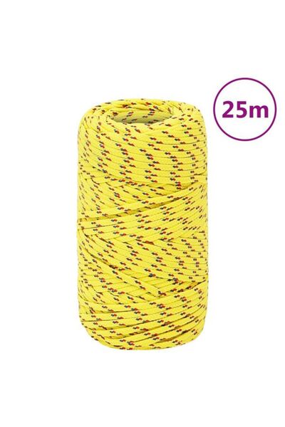 vidaxl Frânghie de barcă, galbenă, 2 mm, 25 m, polipropilenă