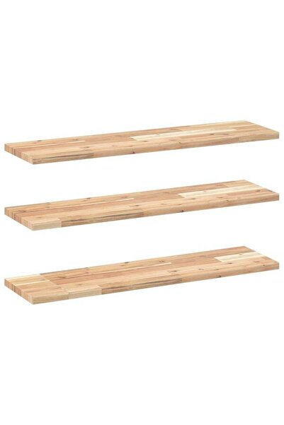 vidaxl Rafturi plutitoare 3 buc. 80 x 20 x 2 cm lemn masiv de salcâm netratat
