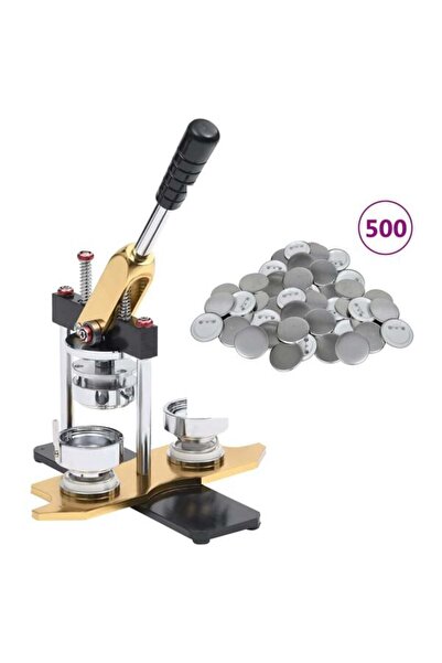 vidaxl Presă pentru insigne cu 500 de piese de insignă, 44 mm, matriță rotundă