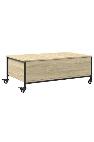 vidaxl Măsuță cafea cu roți stejar sonoma 91x55x34 cm lemn prelucrat