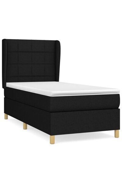vidaxl Pat boxspring cu saltea, negru, 80 x 200 cm, textil