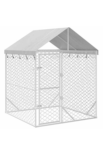 vidaxl Cușcă de exterior pentru câini cu acoperiș argintiu 2 x 2 x 2,5 m din ...