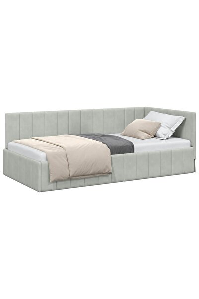 vidaxl Cadru de pat colțar Gri deschis 90 cm x 200 cm Catifea