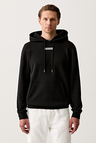 Calvin Klein Erkek Normal Kesim Yüksek Pamuk İçerikli Kapüşonlu Uzun Kollu Si...