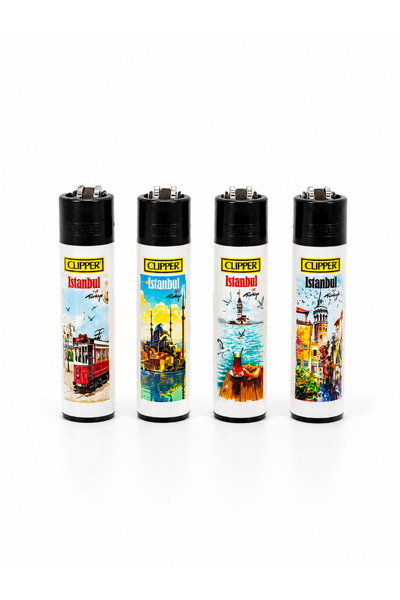 Clipper Viking Temalı Gazlı Çakmak Seti 4'lü Yeniden Doldurulabilir Koleksiyo...