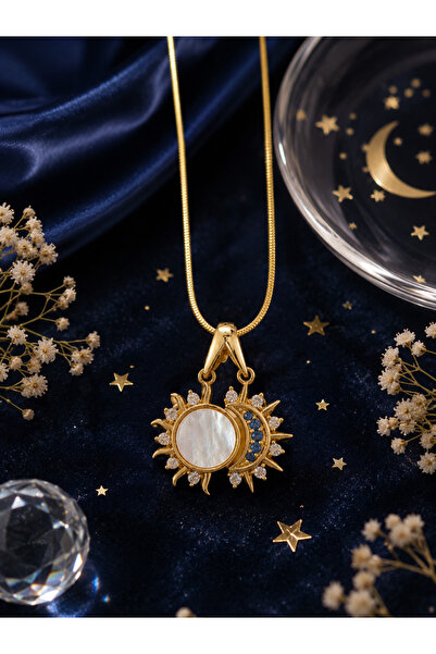 Sylvera Shop Soleil Luna Güneş & Ay Deluxe Çelik Kolye (Gold Renk)