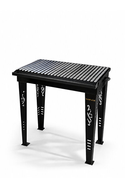Kampavm Sabit Bahçe Mangalı Geniş Oluklu Izgaralı Şiş Kebap Barbekü 80x40 cm
