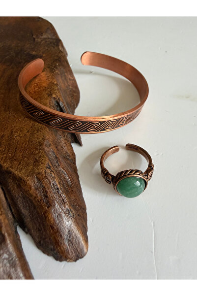 Rupen Kraft 100% Pure Copper Bracelet and Ring Combination with Natural Agate...