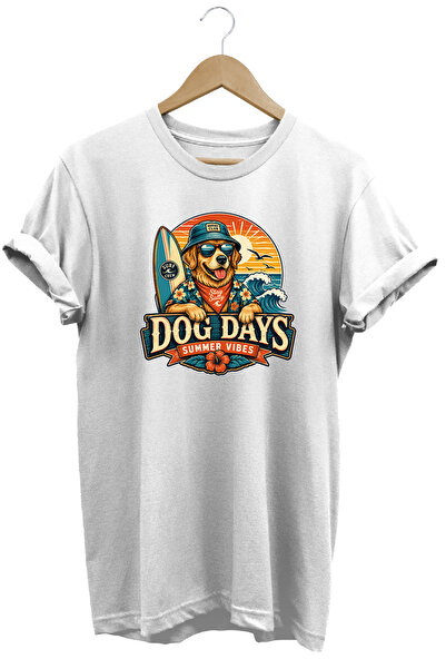 The Baski Dog Days Summer Vibes Unisex Μπλουζάκι με στάμπα σκύλου με καλοκαιρ...