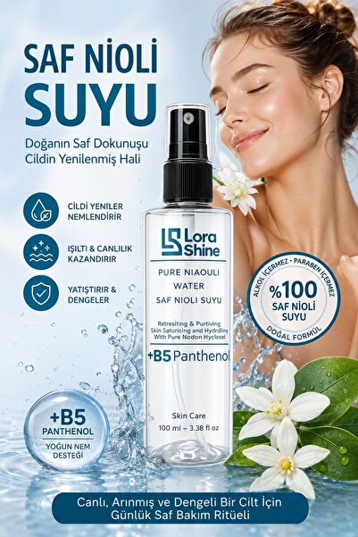 LoraShine Niolin Su + B5 Panthenol Yüz Toniği | Yoğun Nem Desteği & Cilt Bariyeri Bakım Toniği | Ferahlatıcı Günlük Cilt Bakım Suyu