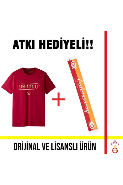 Galatasaray تي شيرت أحمر مرخص لبطولة ديفوف 2026 ووشاح مكتوب باليد